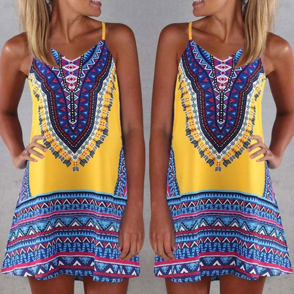 Ethnic Print Leisure Sling Dress